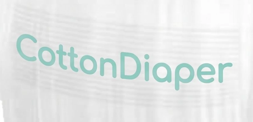 The CottonDiaper name on the waistband of a cotton diaper